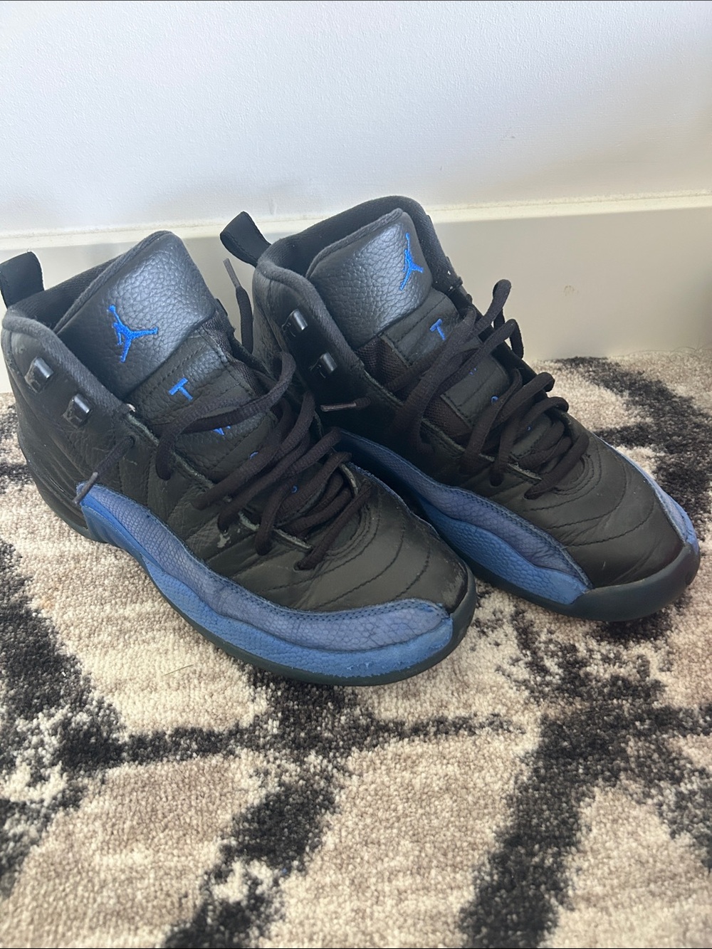 Jordan Kids Black and Blue High-Top Sneakers